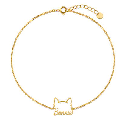 Soulyshine West Highland White Terrier Whisper Outline pet face and Bonnie name handcrafted bracelet - 18K Gold Vermeil front