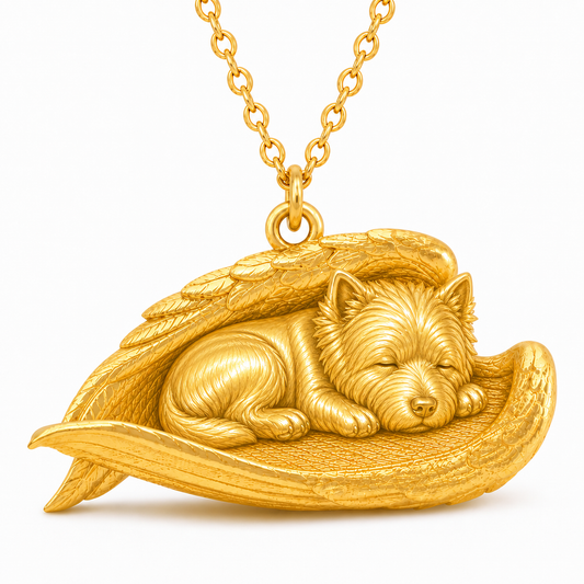 Soulyshine Westie The Sleeping Angel – Personalized Pet Necklace - 18K Gold Vermeil front