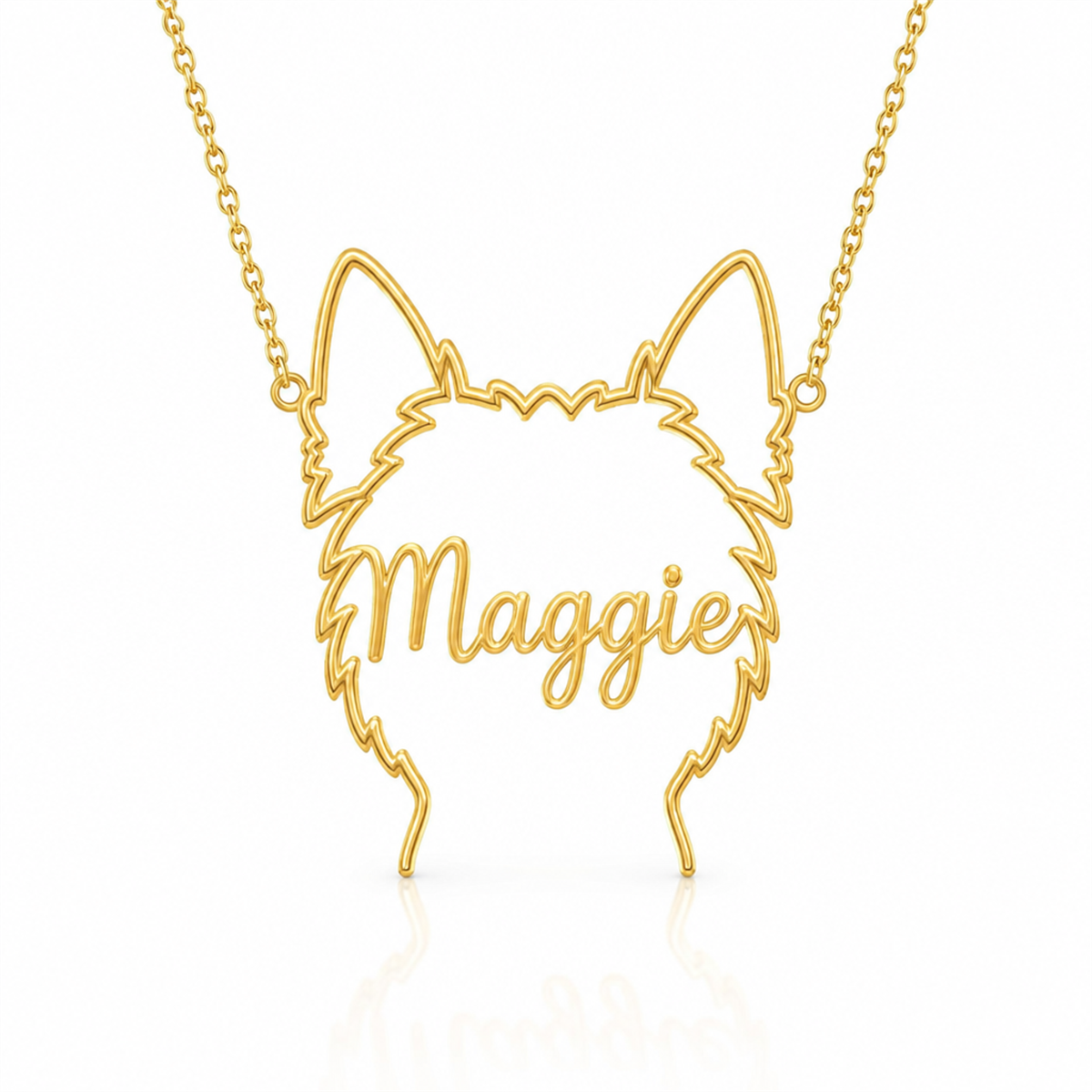 Soulyshine Westie personalized outline pet face and name necklace in gold