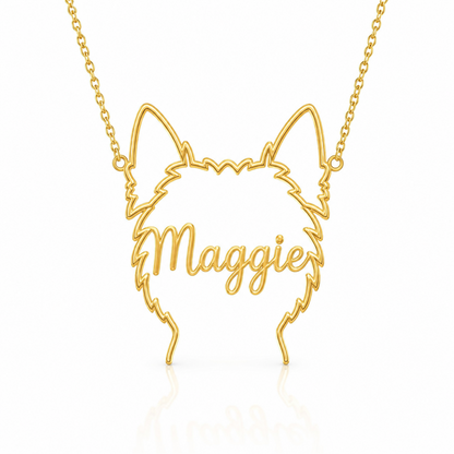 Soulyshine Westie personalized outline pet face and name necklace in gold