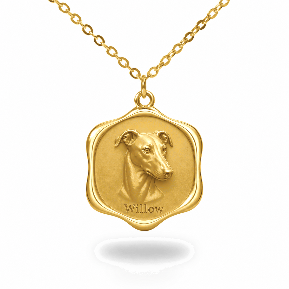 Soulyshine Whippet Precious Paw personalized pet photo necklace - 18K Gold Vermeil front