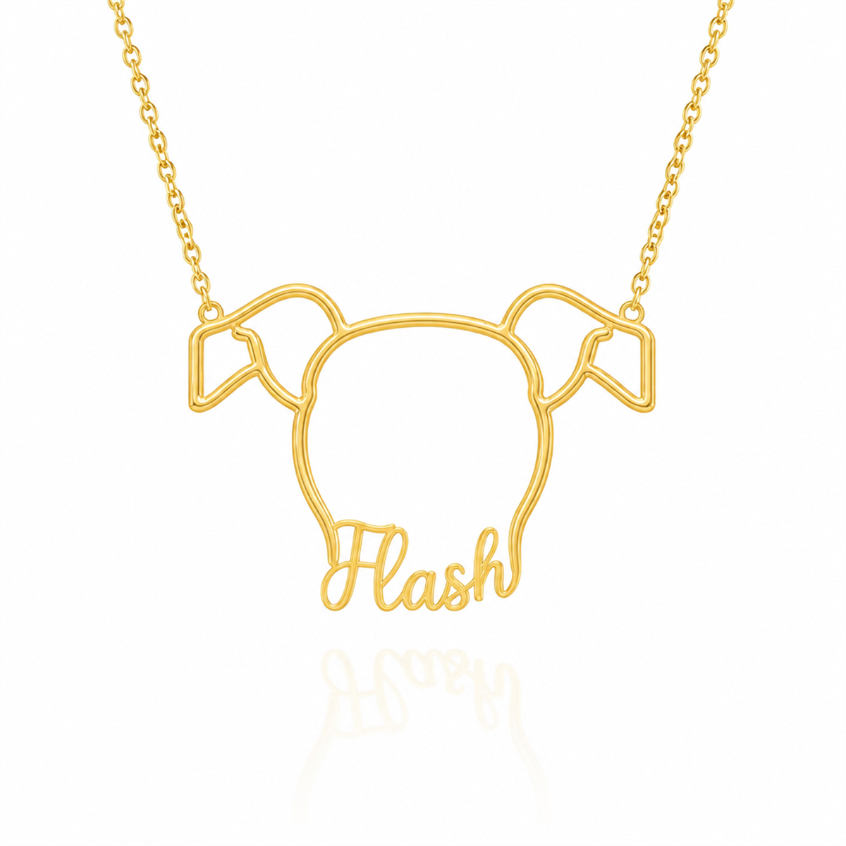 Soulyshine Whippet personalized outline pet face and name necklace in gold