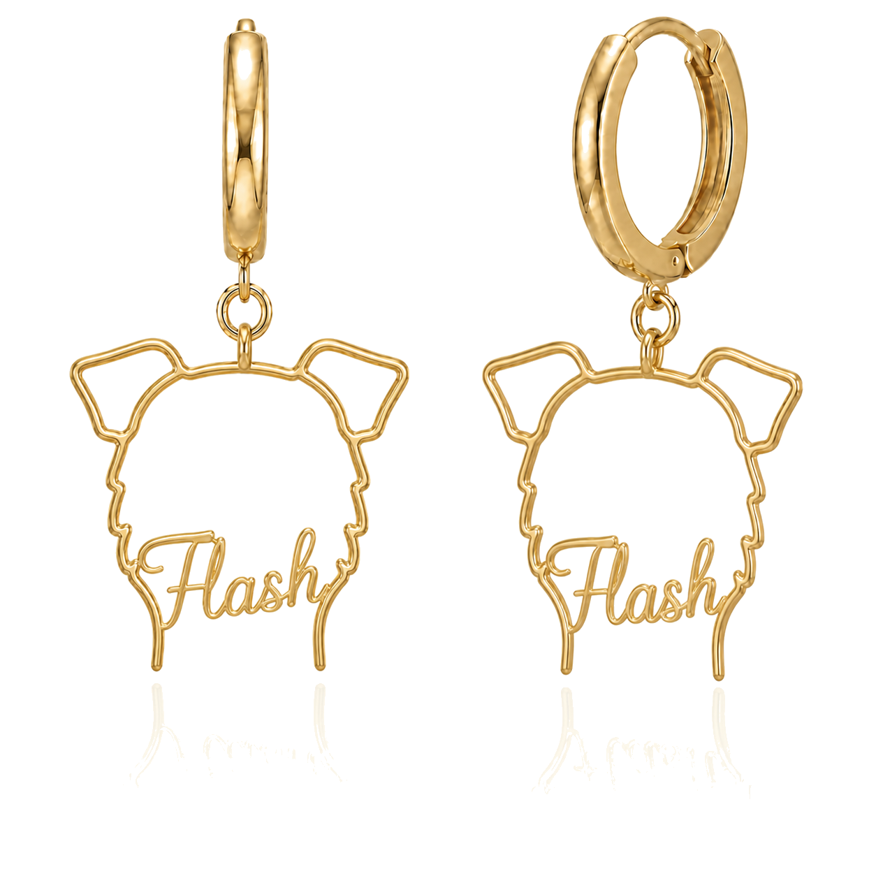 Whippet Flash personalized pet face earrings