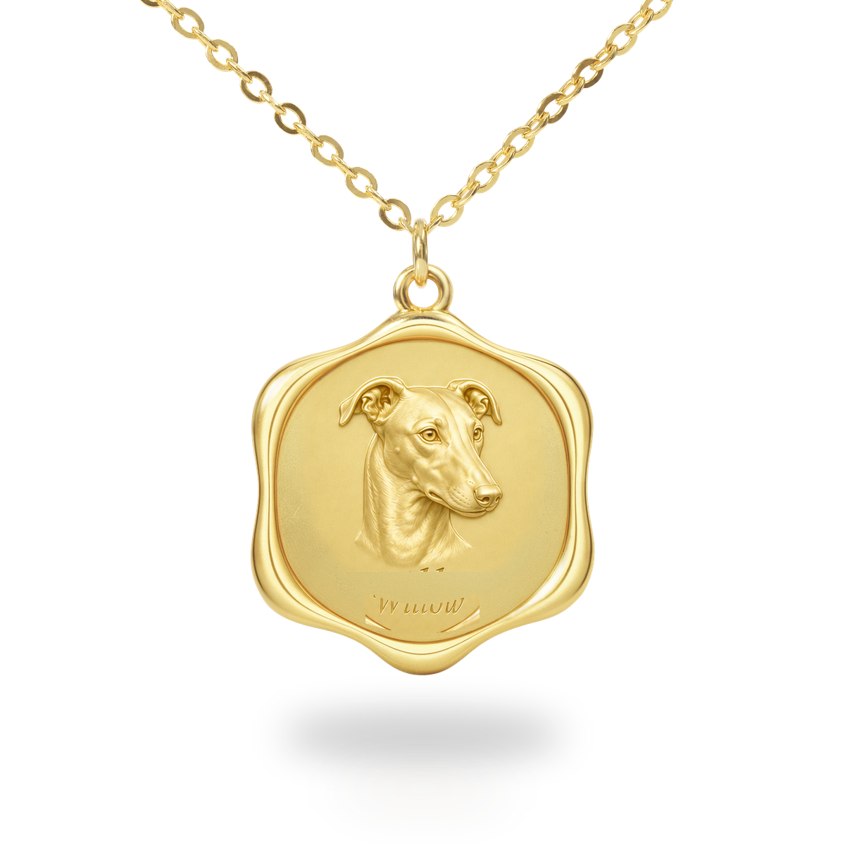 Soulyshine Whippet Precious Paw personalized pet photo necklace - 18K Gold Vermeil front