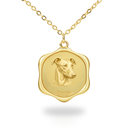 Soulyshine Whippet Precious Paw personalized pet photo necklace - 18K Gold Vermeil front