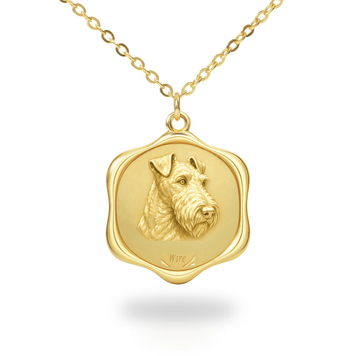 Soulyshine Wire Fox Terrier Precious Paw personalized pet photo necklace - 18K Gold Vermeil front