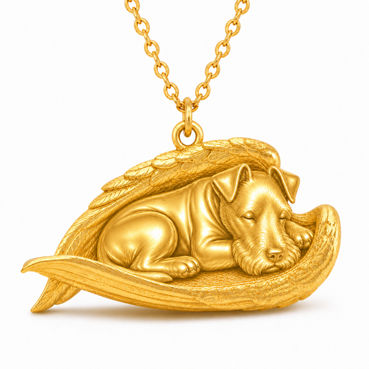 Soulyshine Wire The Sleeping Angel – Personalized Pet Necklace - 18K Gold Vermeil front