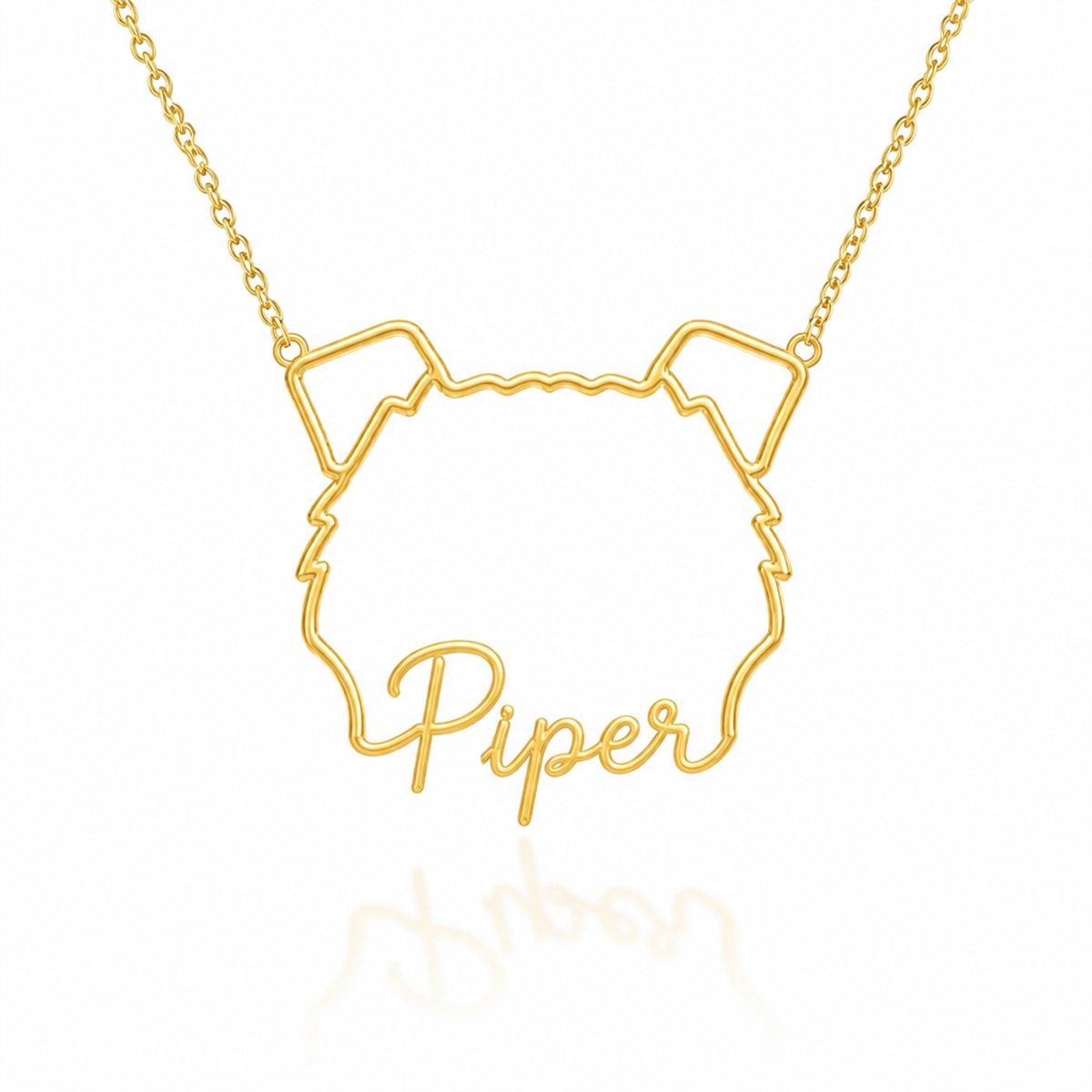 Soulyshine Wire personalized outline pet face and name necklace in gold