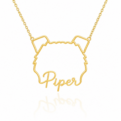Soulyshine Wire personalized outline pet face and name necklace in gold