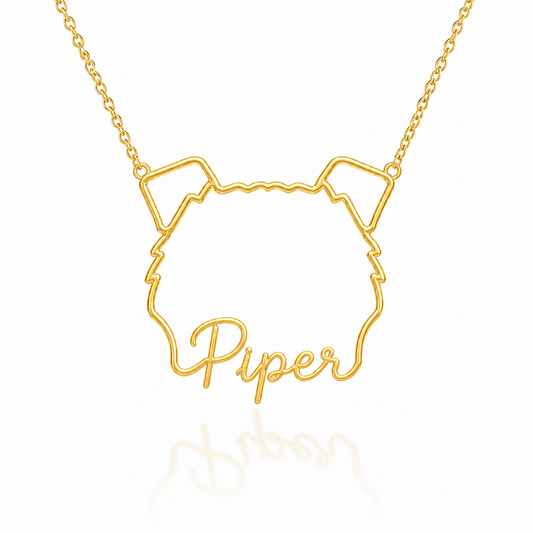 Soulyshine Wire personalized outline pet face and name necklace in gold