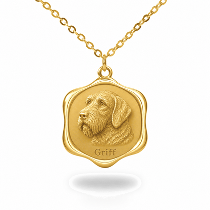 Soulyshine Wirehaired Pointing Griffon Precious Paw personalized pet photo necklace - 18K Gold Vermeil front