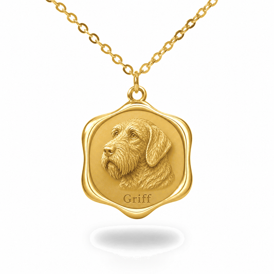 Soulyshine Wirehaired Pointing Griffon Precious Paw personalized pet photo necklace - 18K Gold Vermeil front