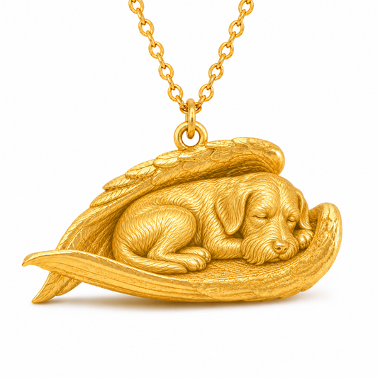 Soulyshine Wirehaired Pointing Griffon The Sleeping Angel – Personalized Pet Necklace - 18K Gold Vermeil front