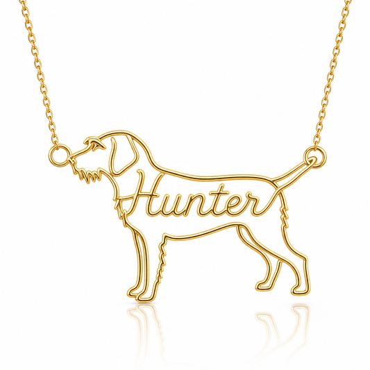 Soulyshine Wirehaired Pointing Griffon personalized dog silhouette name necklace in gold - Hunter design