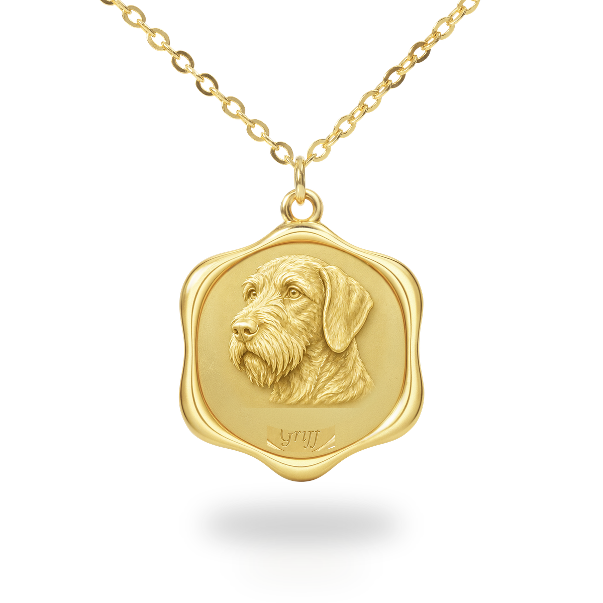 Soulyshine Wirehaired Pointing Griffon Precious Paw personalized pet photo necklace - 18K Gold Vermeil front