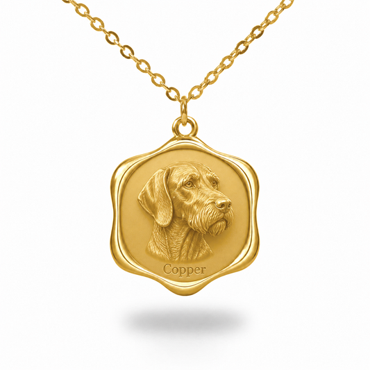 Soulyshine Wirehaired Vizsla Precious Paw personalized pet photo necklace - 18K Gold Vermeil front