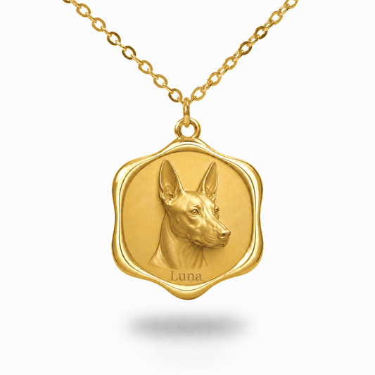 Soulyshine Xoloitzcuintli - coated Precious Paw personalized pet photo necklace - 18K Gold Vermeil front