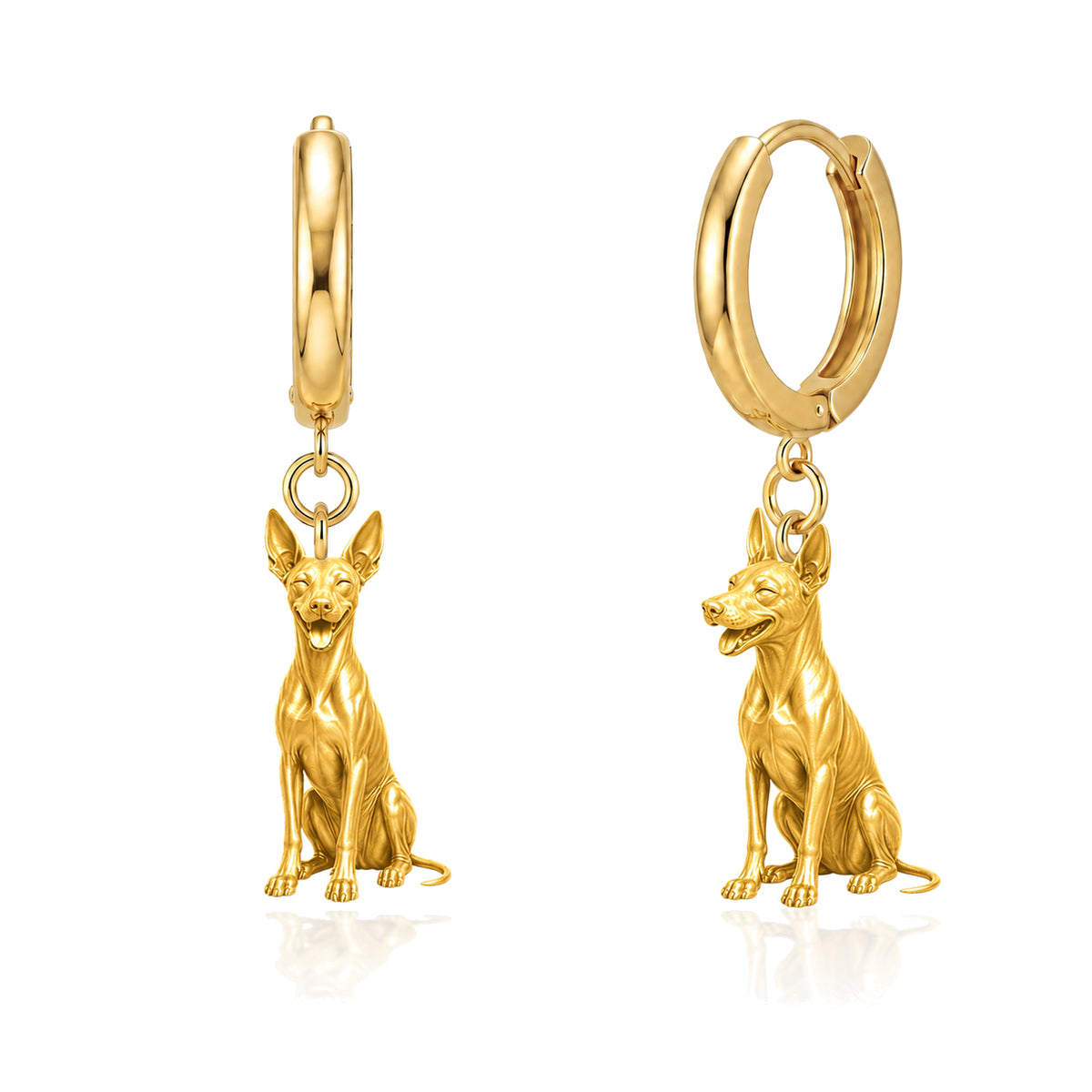 Xoloitzcuintli hairless personalized companion handcrafted huggie earrings