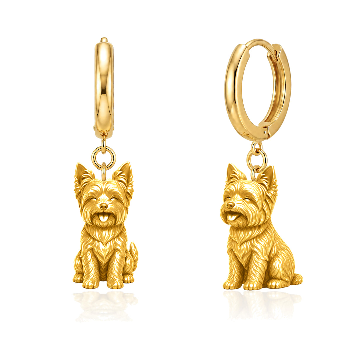 Yorkie personalized companion handcrafted huggie earrings