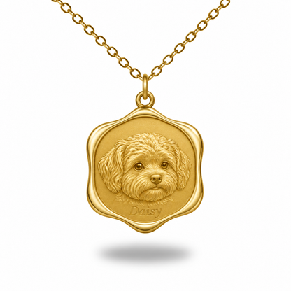 Soulyshine Yorkipoo Precious Paw personalized pet photo necklace - 18K Gold Vermeil front