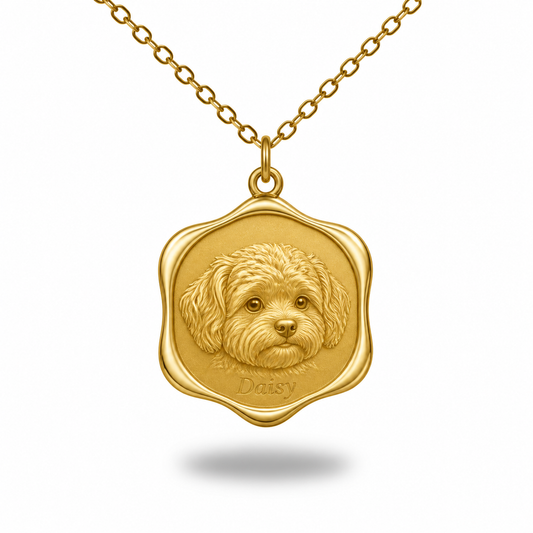 Soulyshine Yorkipoo Precious Paw personalized pet photo necklace - 18K Gold Vermeil front