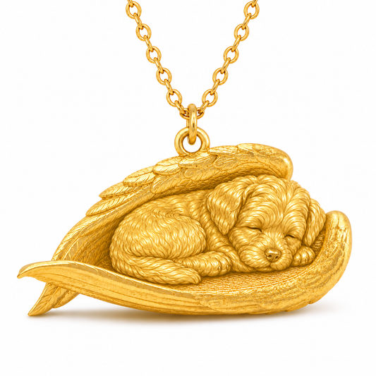 Soulyshine Yorkipoo The Sleeping Angel – Personalized Pet Necklace - 18K Gold Vermeil front