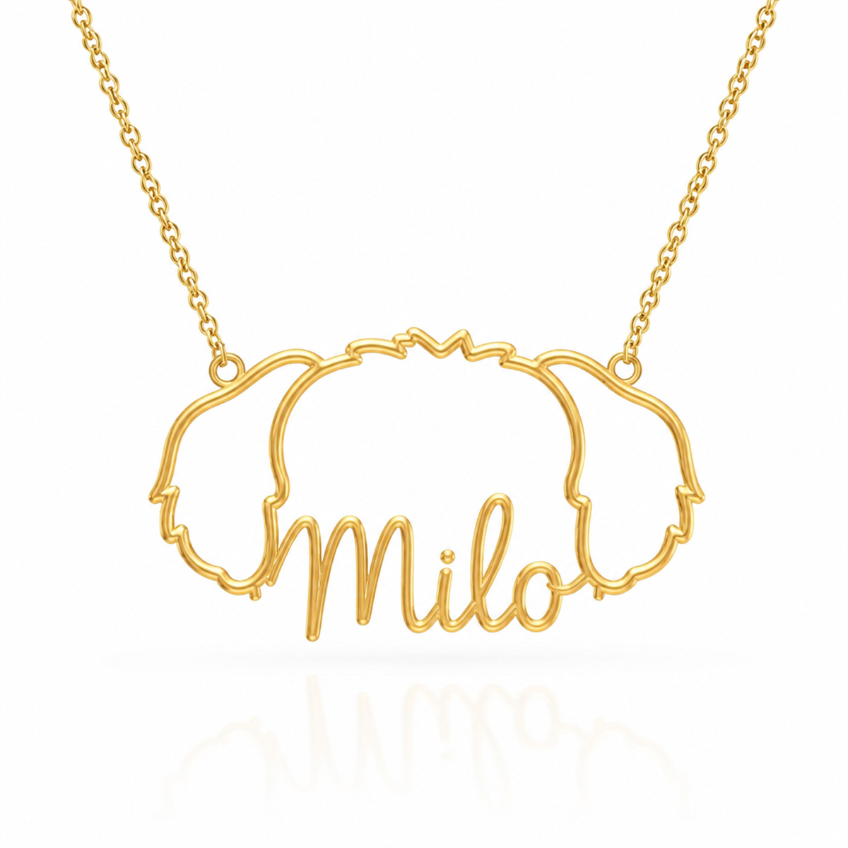 Soulyshine Yorkipoo personalized outline pet face and name necklace in gold