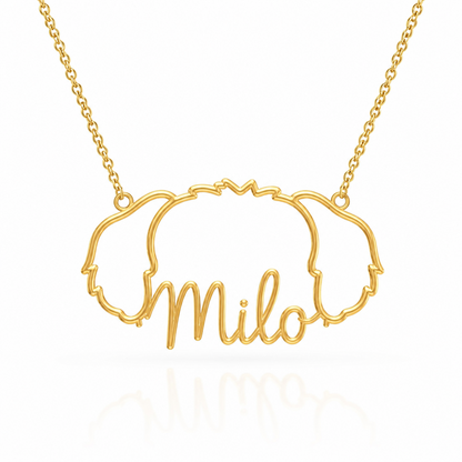 Soulyshine Yorkipoo personalized outline pet face and name necklace in gold