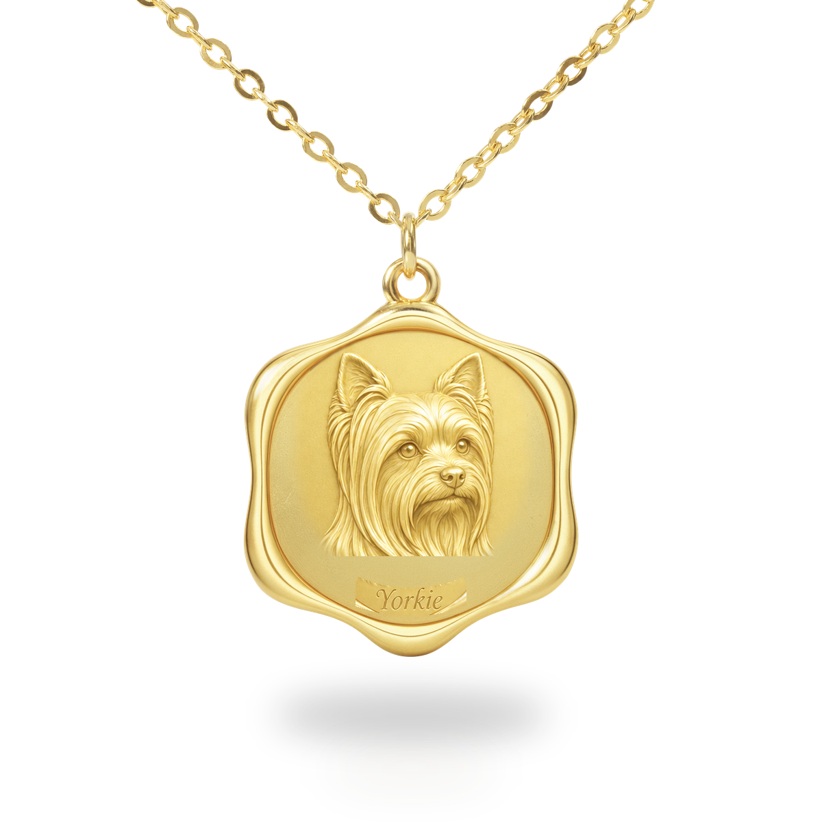 Soulyshine Yorkshire Terrier Precious Paw personalized pet photo necklace - 18K Gold Vermeil front