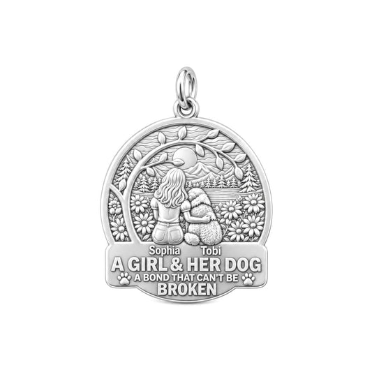 A Bond Unbroken Charm Bracelet – Personalized Dog Mom Gift – silver charm, front view