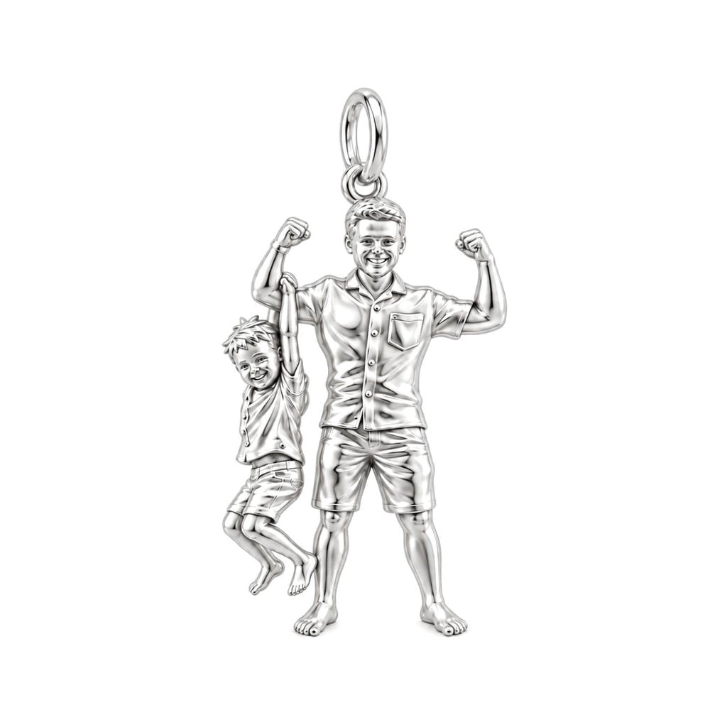 A Father's Endless Love Charm Bracelet – Personalized Dad Gift – silver charm, front view