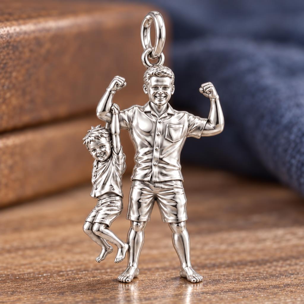 A Father's Endless Love Charm Bracelet – Personalized Dad Gift – macro detail of the charm