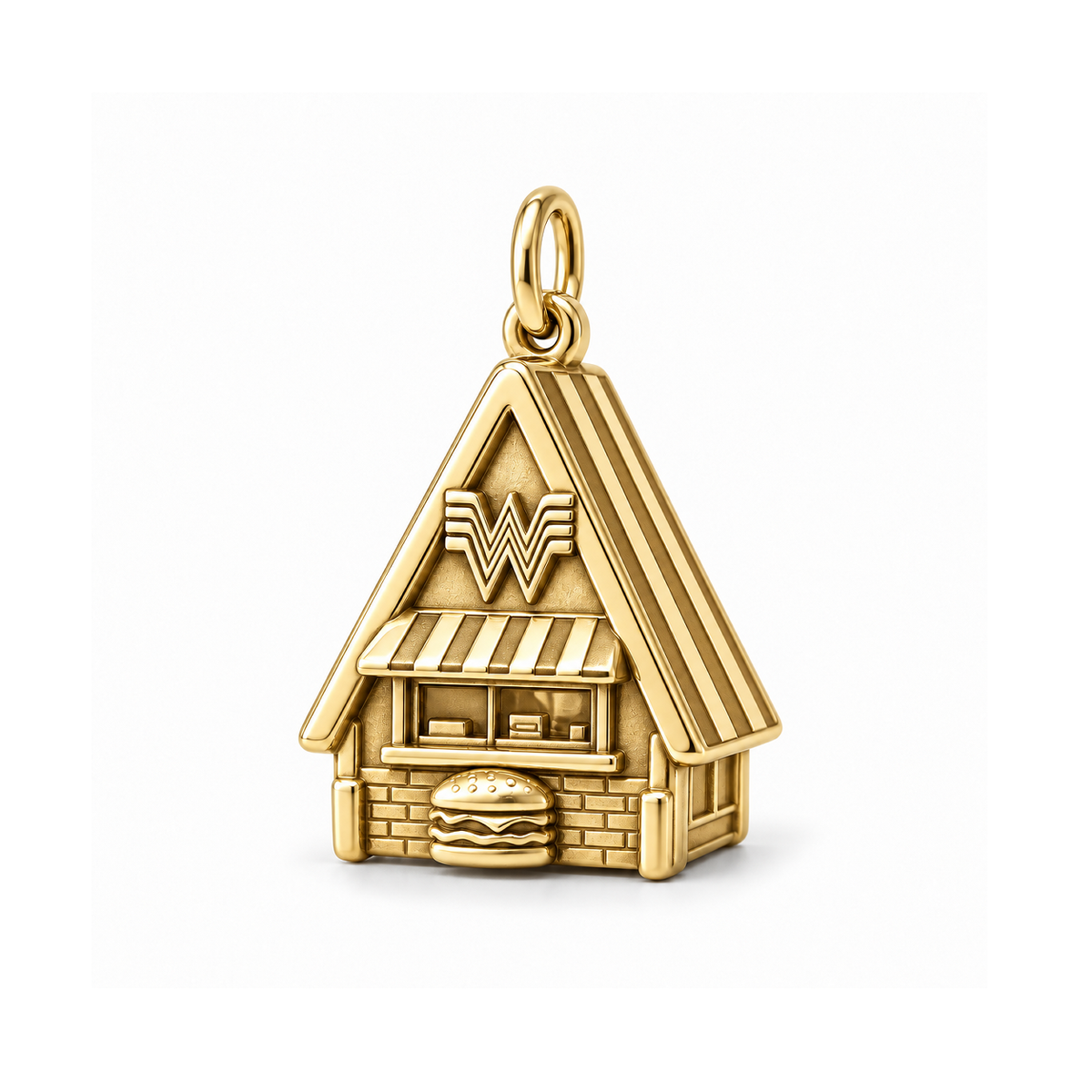 A-Frame Burger Stop Charm — Gold | charm-topics-remaining-444-2026-09-14 | topic-376