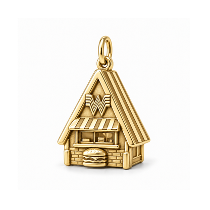 A-Frame Burger Stop Charm — Gold | charm-topics-remaining-444-2026-09-14 | topic-376