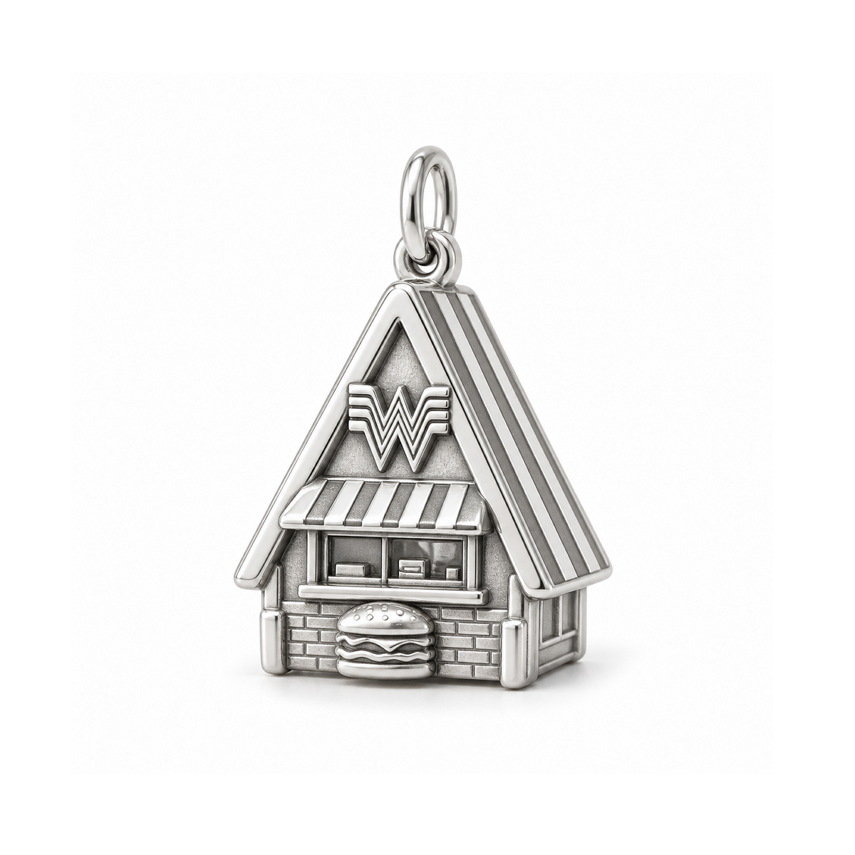 A-Frame Burger Stop Charm — Silver | charm-topics-remaining-444-2026-09-14 | topic-376