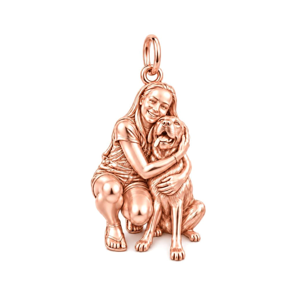A Hug to Remember Charm Bracelet – Personalized Dog Mom Gift – rose gold charm, front view