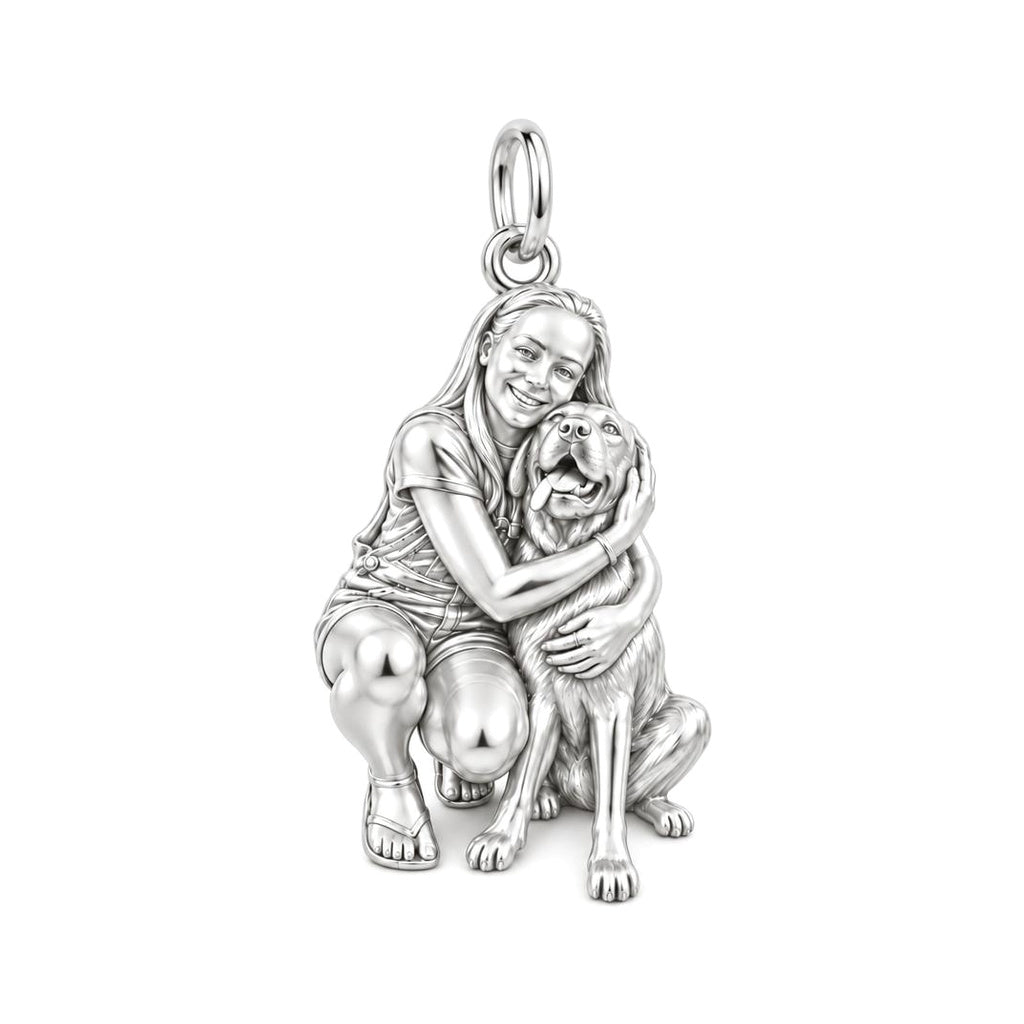 A Hug to Remember Charm Bracelet – Personalized Dog Mom Gift – silver charm, front view