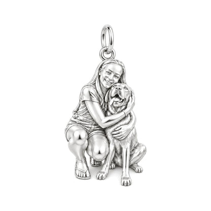 A Hug to Remember Charm Bracelet – Personalized Dog Mom Gift – silver charm, front view