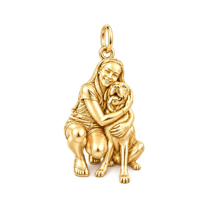 A Hug to Remember Charm Bracelet – Personalized Dog Mom Gift – 18K gold charm, front view