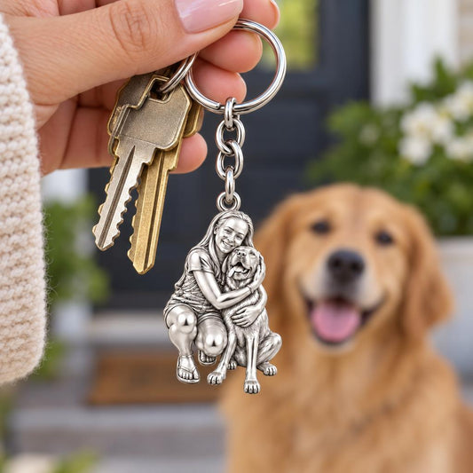 A Hug to Remember Charm Keychain – worn / in use