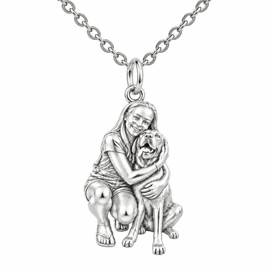 A Hug to Remember Charm Necklace Set – silver, front view