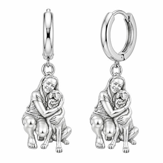 A Hug to Remember Huggie Charm Earrings – silver, front view