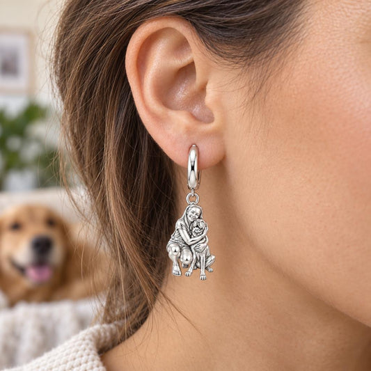 A Hug to Remember Huggie Charm Earrings – worn / in use