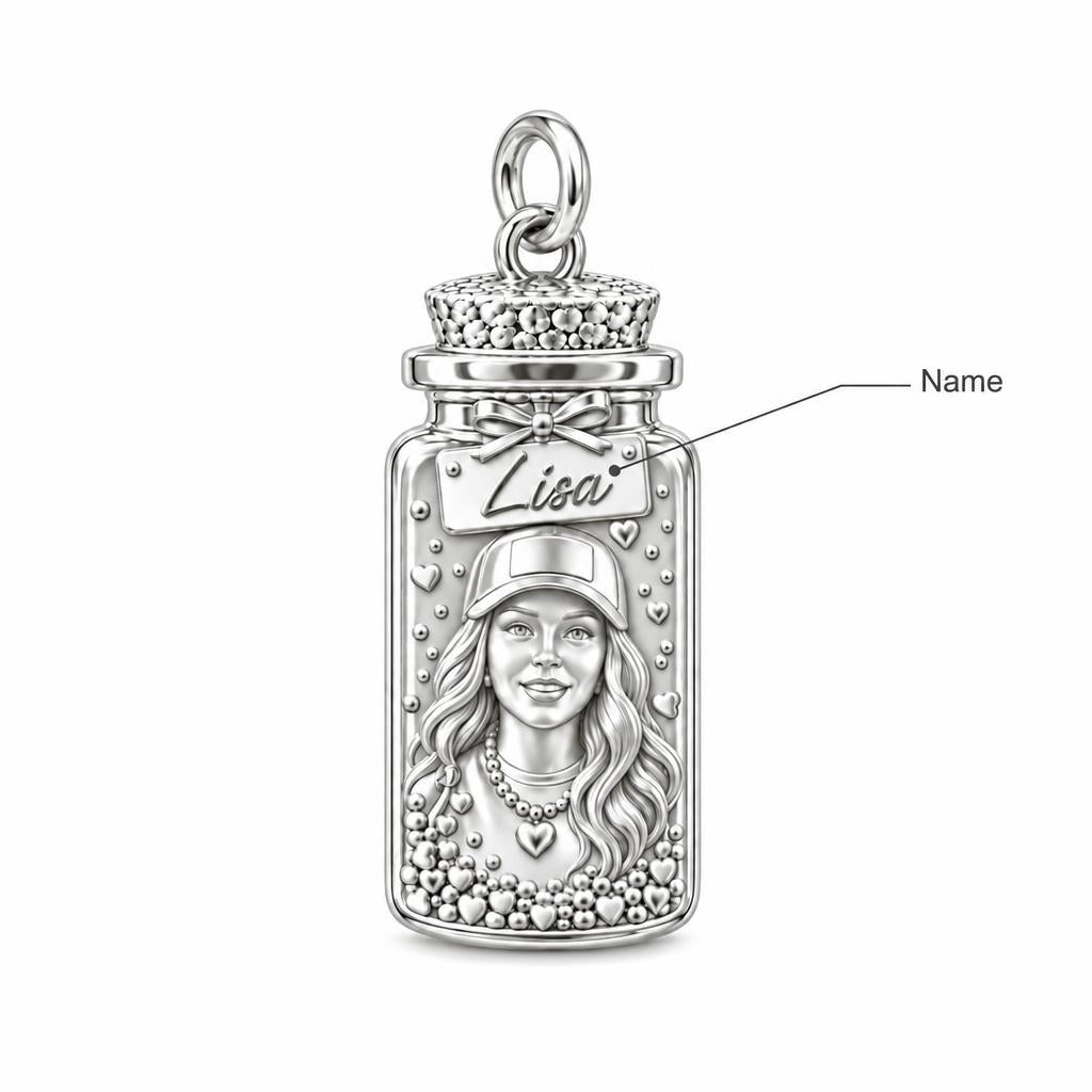 A Little Jar of Memories – Personalized Photo & Name Sterling Silver Charm – personalization guide