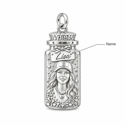 A Little Jar of Memories – Personalized Photo & Name Sterling Silver Charm – personalization guide