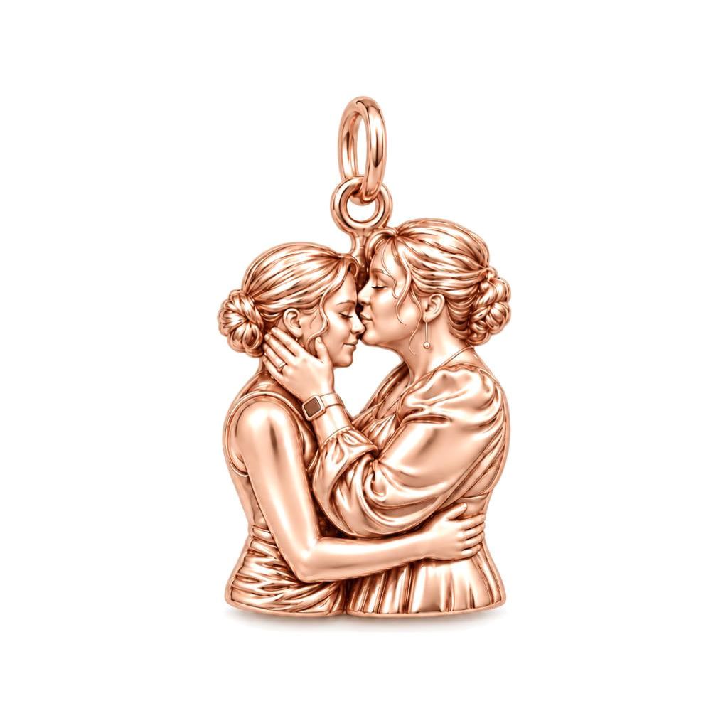 A Mother's Gentle Kiss Charm Bracelet – Personalized Mom Gift – rose gold charm, front view
