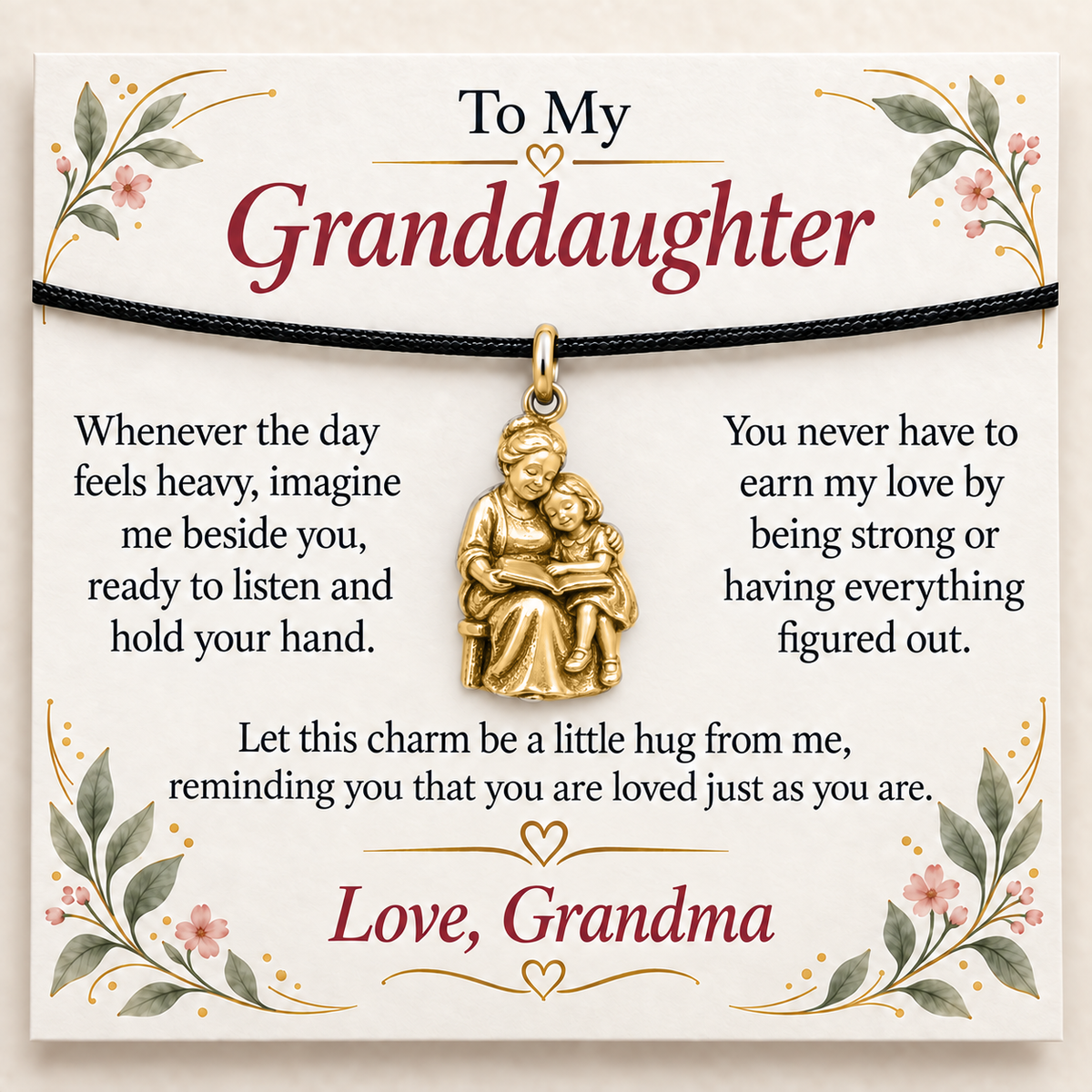 Grandma's Storytime Charm: A Little Hug — Main image, gold finish