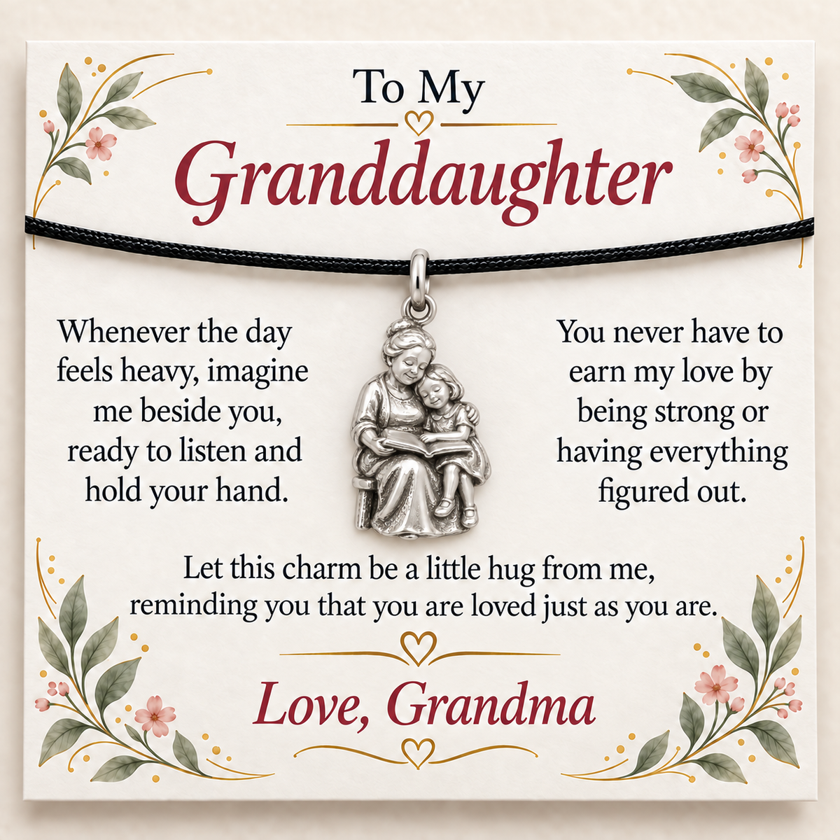 Grandma's Storytime Charm: A Little Hug — Main image, silver finish