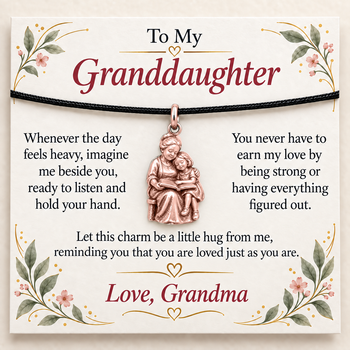 Grandma's Storytime Charm: A Little Hug — Main image, rose gold finish