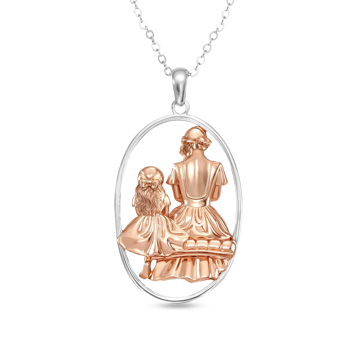 Mom and Princess Moment Vermeil Rosegold and Silver Necklace